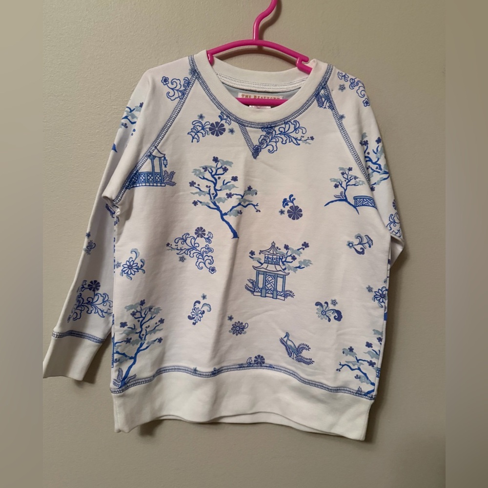The Beaufort Bonnet Company Blue and White Patterned Crewneck